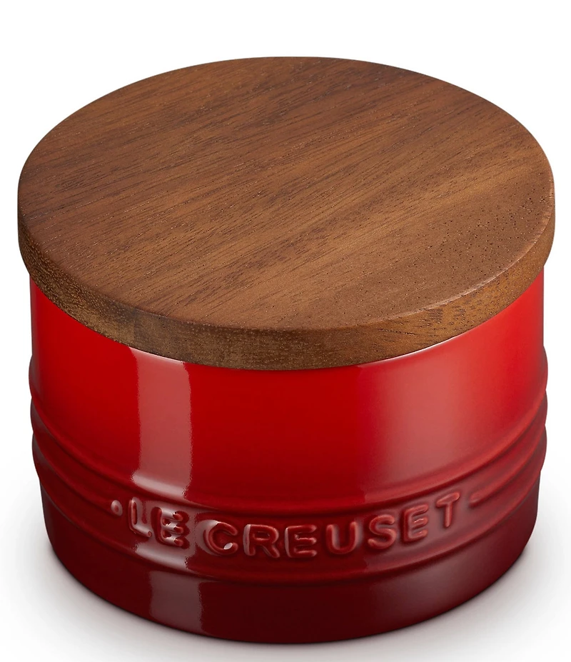 Le Creuset Stoneware Signature Salt Cellar with Wood Lid, 7-oz.