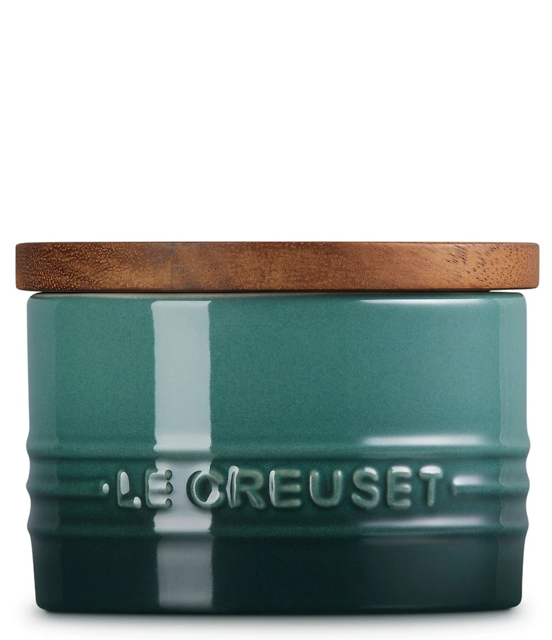 Le Creuset Stoneware Signature Salt Cellar with Wood Lid, 7-oz.