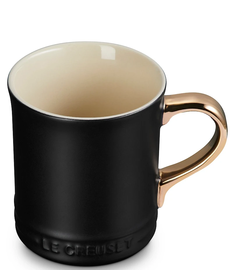 Le Creuset Stoneware Gold Metallic Handle Mug