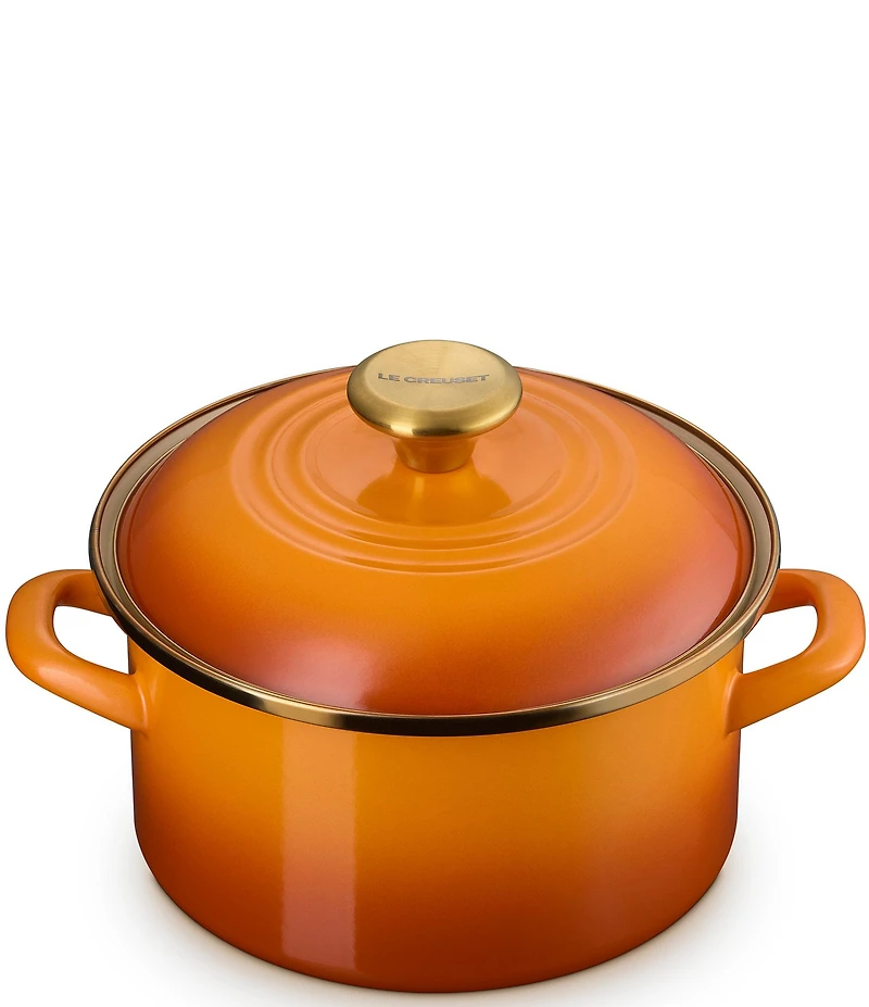 Le Creuset Enamel on Steel Petite Stockpot with Gold Rim