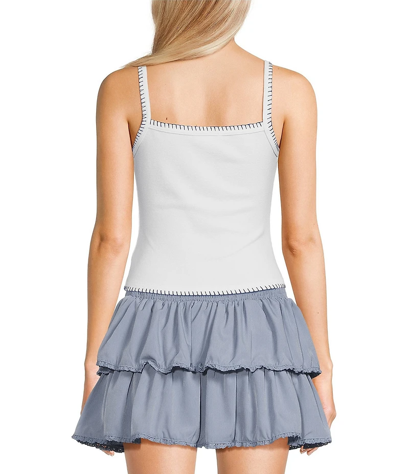 Le Lis American Flag Whipstitch Trim Tank Top