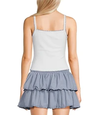 Le Lis American Flag Whipstitch Trim Tank Top
