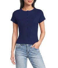 Le Lis Button Front Short Sleeve Top