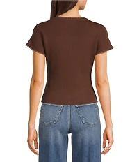 Le Lis Button Front Short Sleeve Top