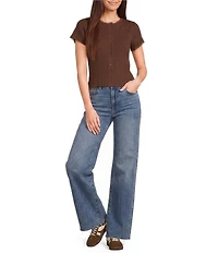 Le Lis Button Front Short Sleeve Top