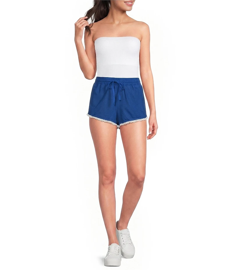 Le Lis Low Rise Lace Trim Track Shorts