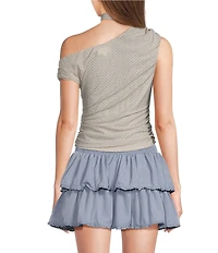 Le Lis Polka Dot One Shoulder Scarf Top