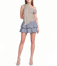 Le Lis Polka Dot One Shoulder Scarf Top