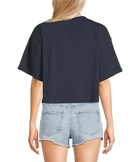 Le Lis Short Sleeve V-Neck Game Day Lace Cropped Tee