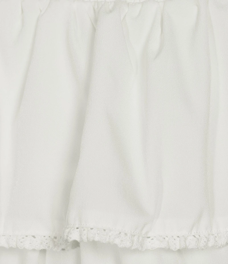 Le Lis Smocked Waist Tiered Lace Trim Mini Skirt