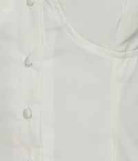 Le Lis Square Neck Button Front Corset Lace Trim Top