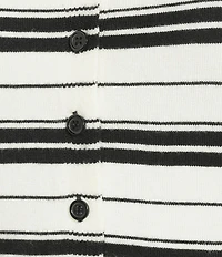 Le Lis Striped Short Sleeve Button Front Top