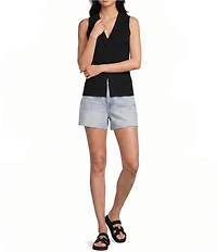 Le Lis V-Neck Twist Front Split Hem Knit Top