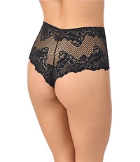 Le Mystere Lace Allure High Waisted Thong With Lurex