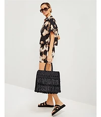 Le'AL.X Coordinating Printed Button Front Short Sleeve Cropped Camp Shirt