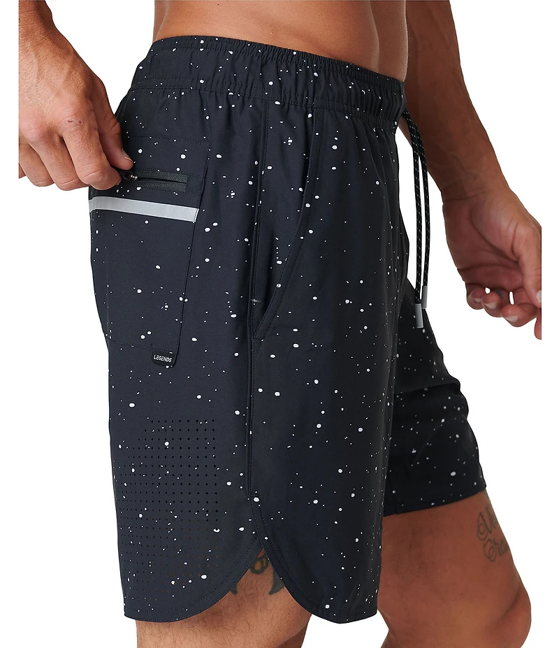 Legends Luka Drawstring Moisture Wicking Splatter Print 5#double; Inseam Shorts