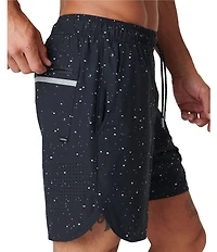 Legends Luka Drawstring Moisture Wicking Splatter Print 5#double; Inseam Shorts