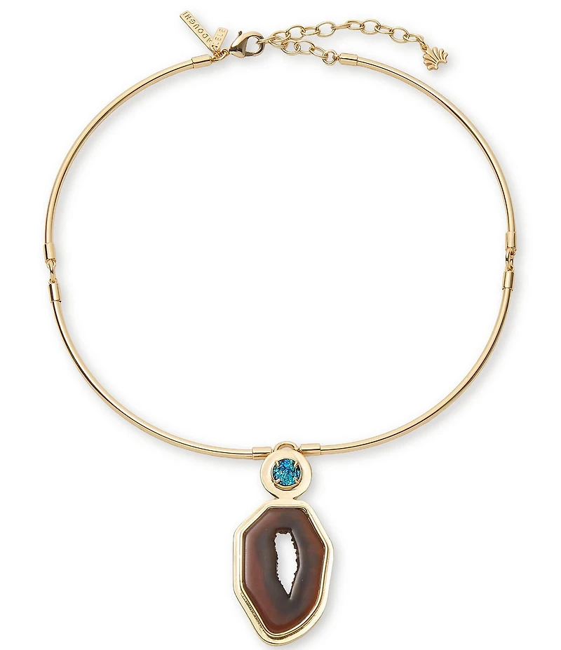 Lele Sadoughi Agate Resin Drop Collar Neclkace