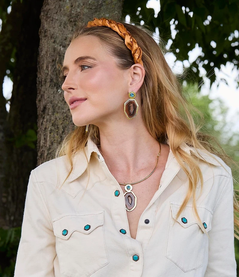 Lele Sadoughi Agate Resin Drop Collar Neclkace