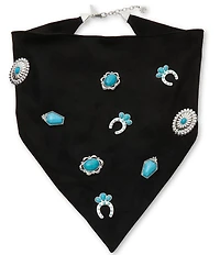 Lele Sadoughi Bonnie Concho Charm Bandana Scarf Statement Necklace