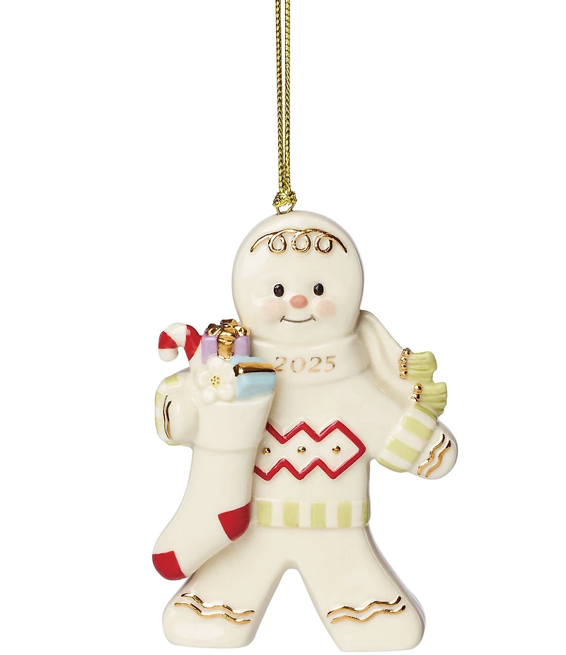 Lenox 2025 Gingerbread with Stocking Porcelain Ornament