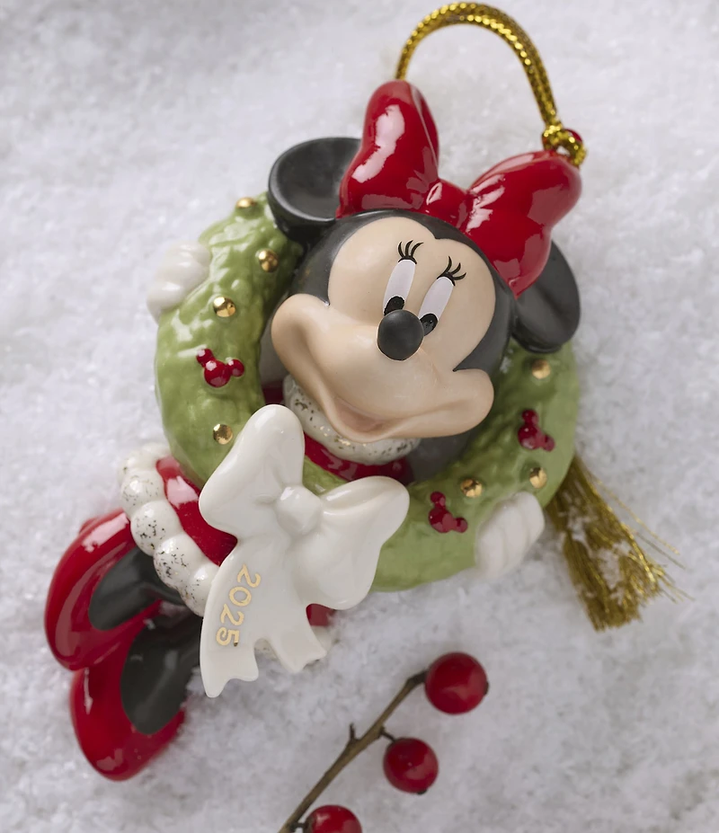 Lenox 2025 Minnie Mouse Christmas Wreath Porcelain Ornament