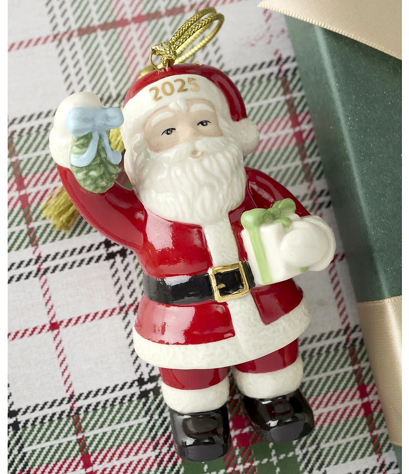 Lenox 2025 Santa with Mistletoe Porcelain Ornament