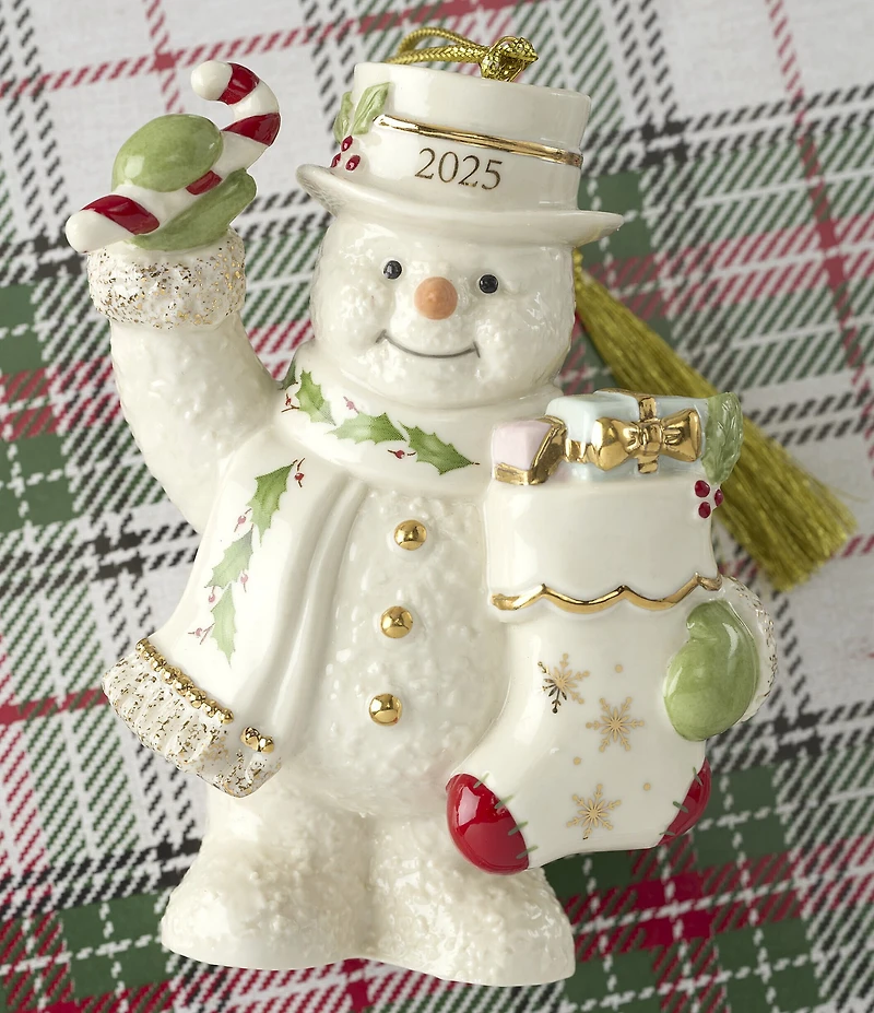 Lenox 2025 Snowman with Stocking Ornament