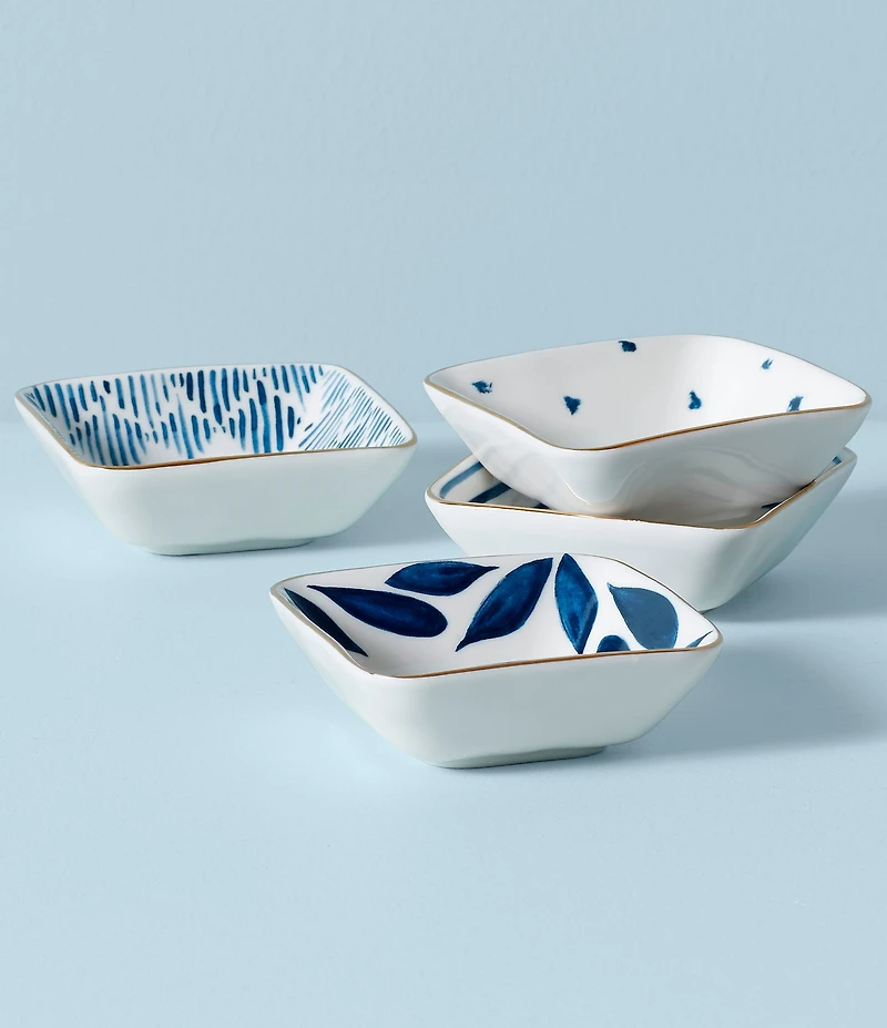 Lenox Blue Bay Set of 4 Assorted Square Stacking Dip Bowl