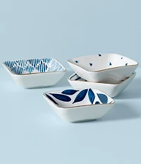 Lenox Blue Bay Set of 4 Assorted Square Stacking Dip Bowl