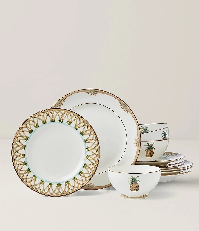 Lenox British Colonial Bamboo 12-Piece Dinnerware Set