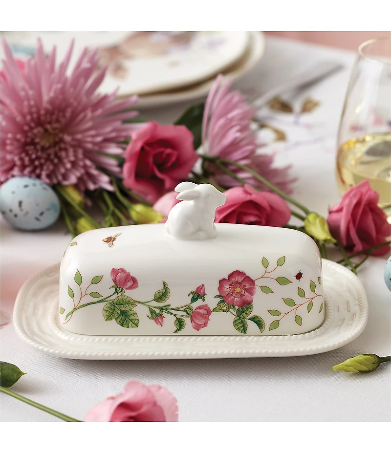 Lenox Butterfly Meadow Bunny Butter Covered Dish