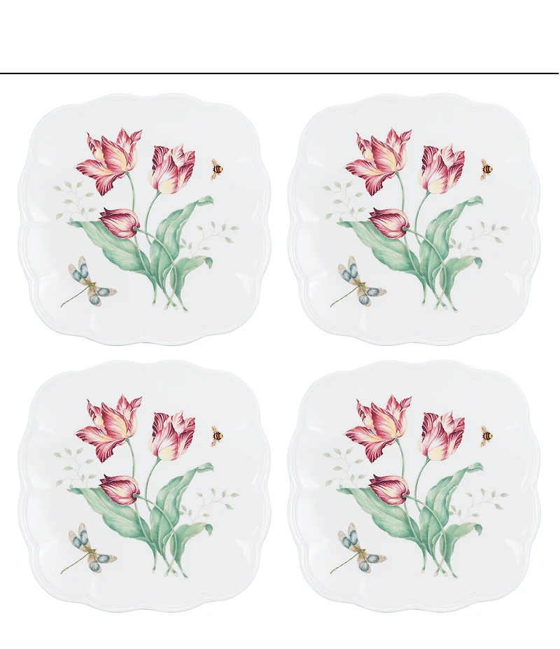 Lenox Butterfly Meadow Collection Square Accent Plates, Set of 4