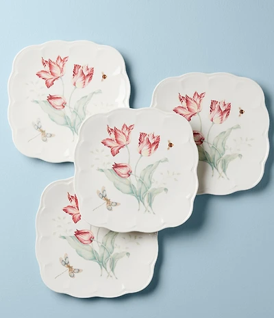 Lenox Butterfly Meadow Collection Square Accent Plates, Set of 4
