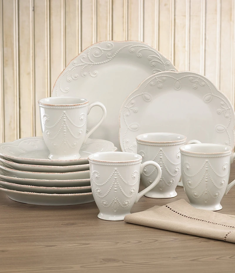 Lenox French Perle 12-Piece Plate & Mug Dinnerware Set