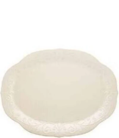 Lenox French Perle Scalloped Stoneware Oval Platter