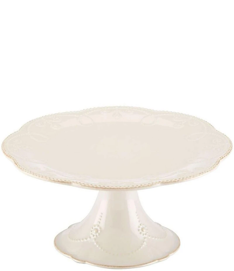 Lenox French Perle Scalloped Stoneware Pedestal Cake Plate