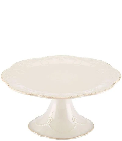 Lenox French Perle Scalloped Stoneware Pedestal Cake Plate