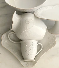 Lenox French Perle Scalloped Stoneware Pedestal Cake Plate