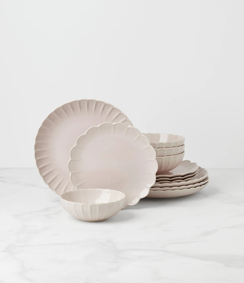 Lenox French Perle Collection Scalloped 12-Piece Dinnerware Set