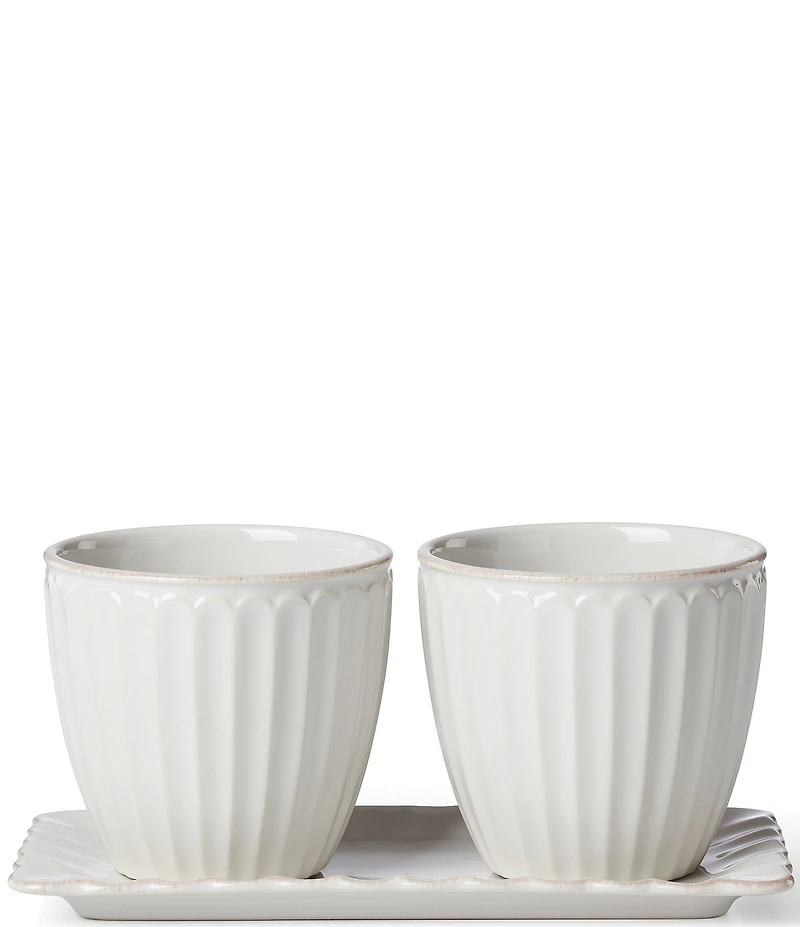 Lenox French Perle Scallop 3-Piece Herb Pots & Tray Set