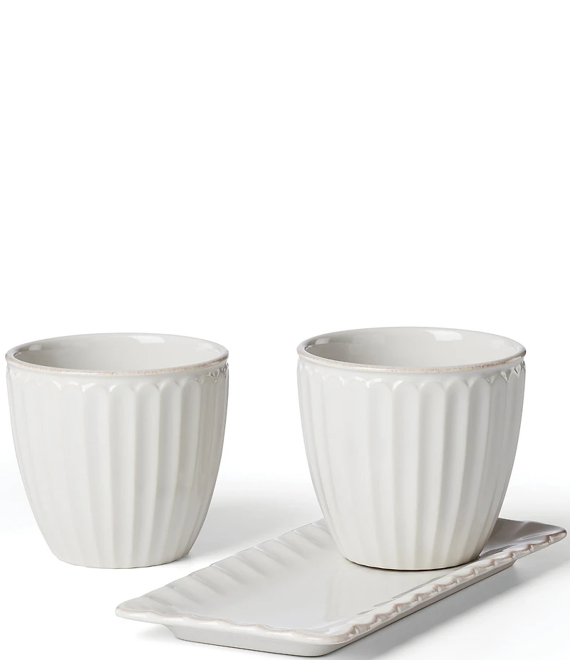 Lenox French Perle Scallop 3-Piece Herb Pots & Tray Set