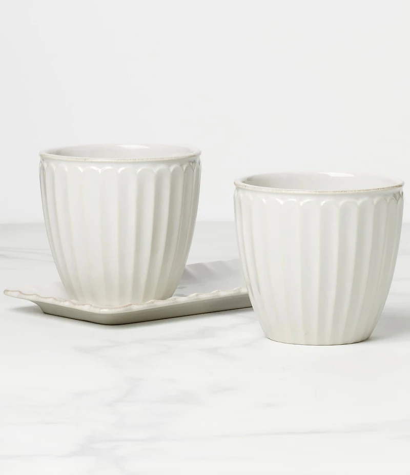 Lenox French Perle Scallop 3-Piece Herb Pots & Tray Set