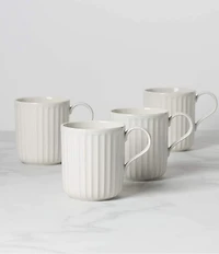 Lenox French Perle Scallop Mugs, Set of 4