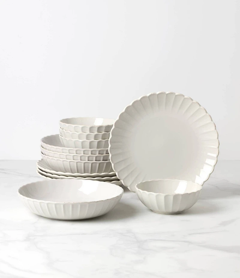 Lenox French Perle Scallop White 12-Piece Dinnerware Set