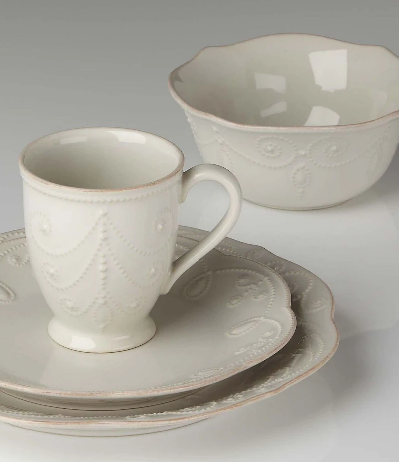 Lenox French Perle Scalloped Stoneware 4-Piece Place Setting