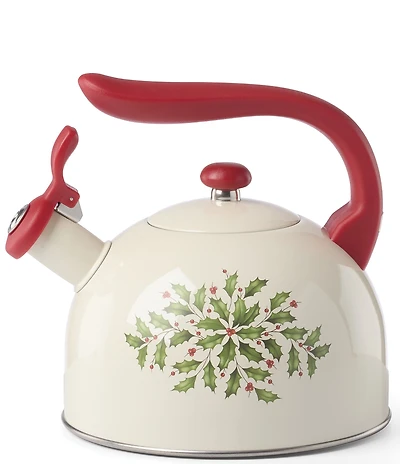 Lenox Holiday Collection Holly & Berry Motif Metal Tea Kettle