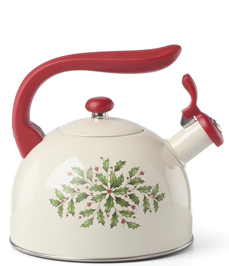 Lenox Holiday Collection Holly & Berry Motif Metal Tea Kettle