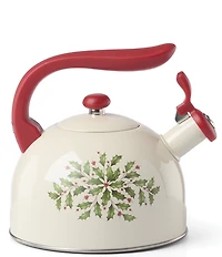 Lenox Holiday Collection Holly & Berry Motif Metal Tea Kettle