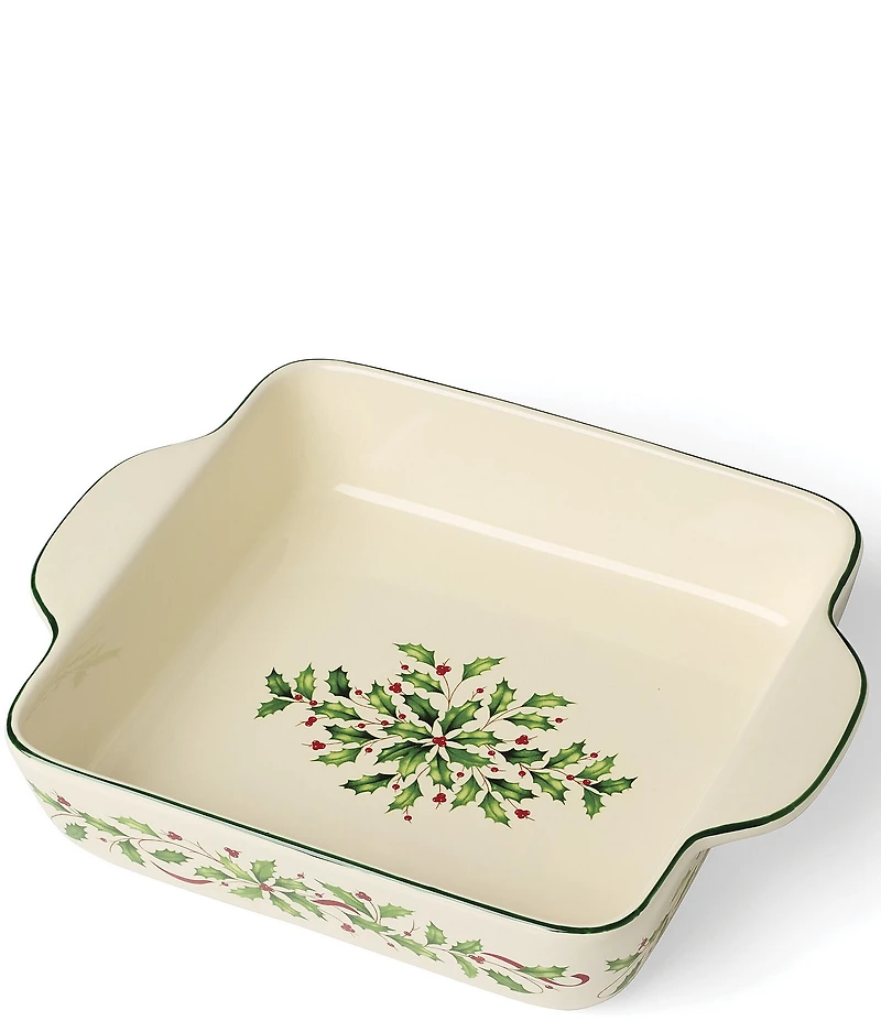 Lenox Holiday Collection Holly & Berry Motif Square Baking Dish